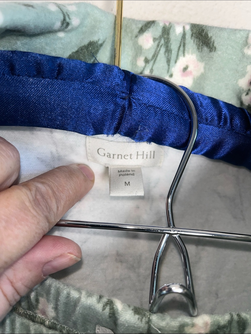 Garnett Hill 100% Organic Cotton Sage Green White Floral Flannel Pajamas Sz M - Picture 2 of 14